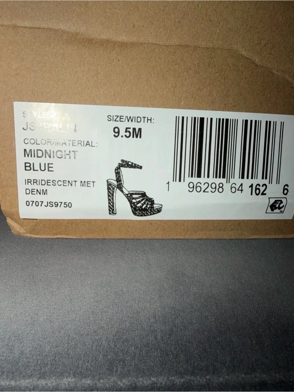 Jessica Simpson Midnight Blue Rhinestone Ankle Strap Platform Heels Sandals 9.5M